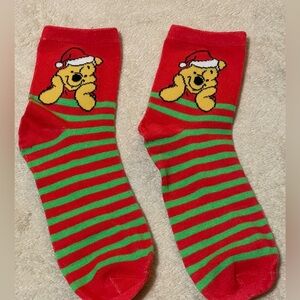 Rare !  Winnie the Pooh women’s Holiday socks 9-12. New